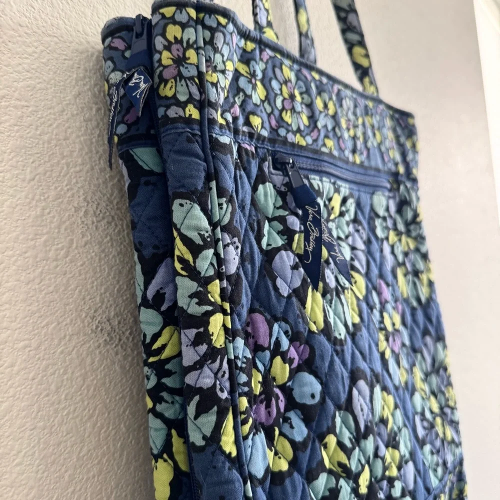 Vera Bradley Indigo Pop Checkpoint Friendly Laptop Tote Bag Blue Floral Fall